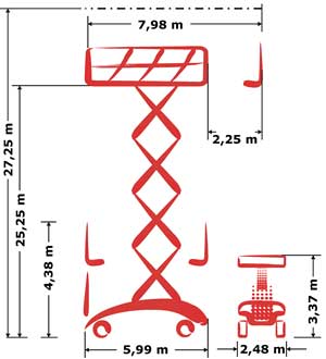 ابعاد بالابر 27 متری مدل S270-24 4x4